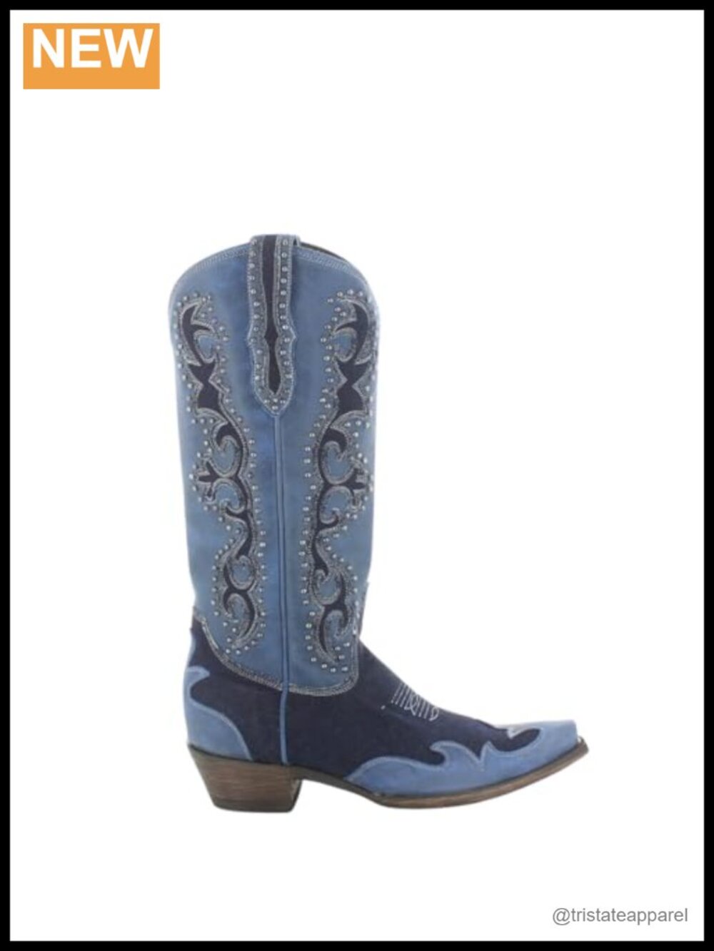 Old Gringo Promise Western Cowboy Boots, Blue Denim Leather, Side Zip 13"